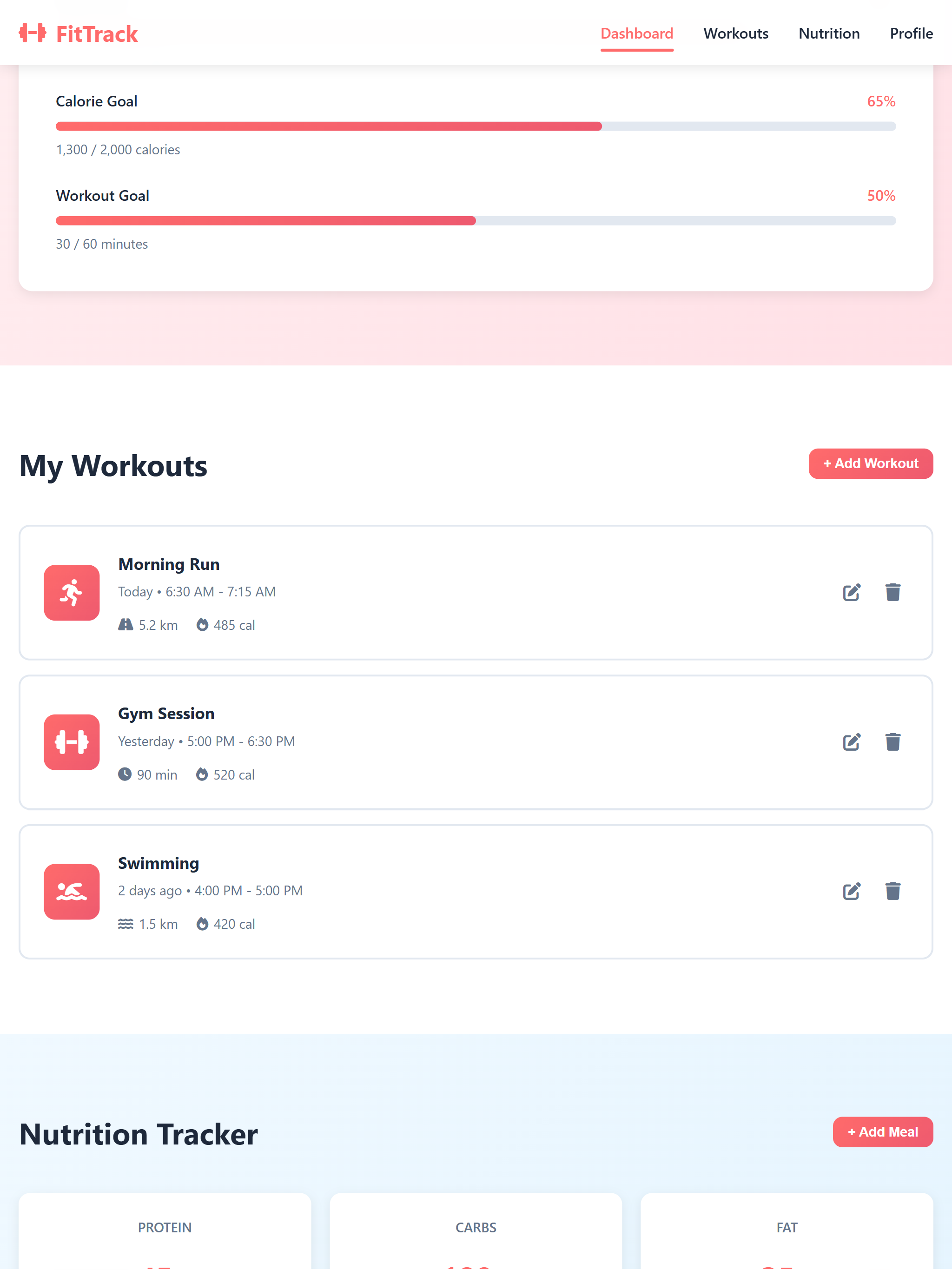 FitTrack Fitness App